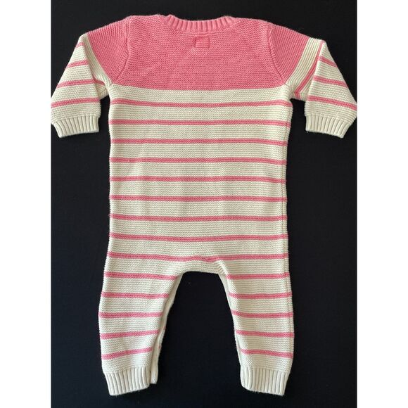 ~ BabGap 3-6 mo 1-piece Sweater Knit Romper Pink Cream Long Pockets 100% Cotton - Picture 10 of 11